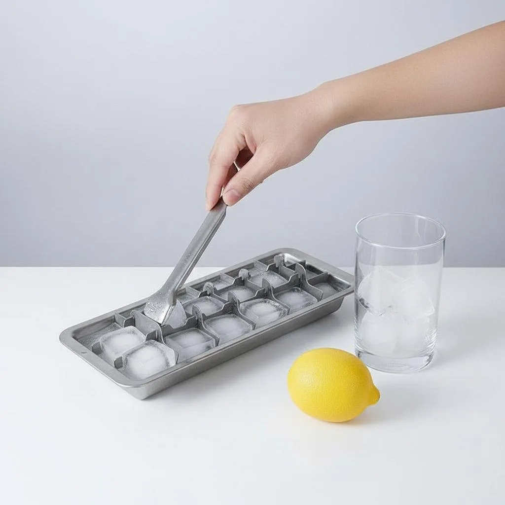 HYICE 18-Cube Stainless Steel Ice Cube Tray with Easy Release Lever Handle